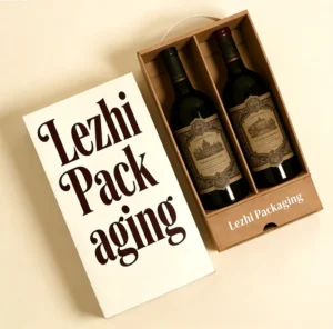 Kraft Paper Wine Whisky Card Drawer Box with Handle, Custom Logo Printing