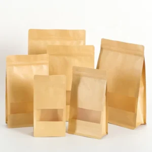 Kraft Paper Zipper Bag with Viewing Window Waterproof & Moisture Proof for Freshness Display