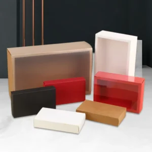 Kraft Paperboard Box with Lid, PVC Window, and Folding Design