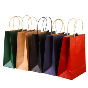Kraft Takeaway Food Paper Bag Festival Promotional Colorful Pink Brown Paper Bag With Handle