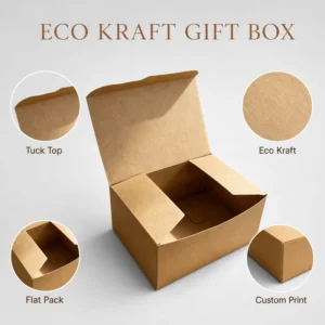 Kraft Tuck Top Gift Paper Box Eco-Friendly Brown Serrated Edge Flat Pack for Gift Packaging Factory