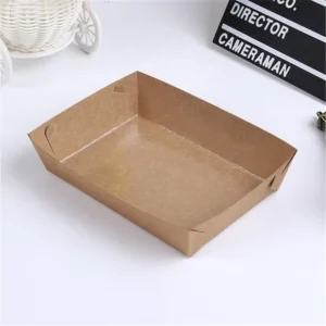 Kraft White 10oz 23oz 32oz Printed Disposable Boat Paper Tray for Chips, Snacks and Chicken Nuggets