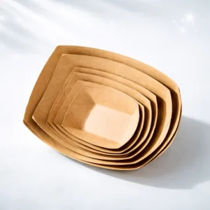 Kraft White Paper Boat Tray for Serving French Fries, Chicken, Salad, and Sushi