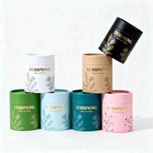 Kraft White and Black Cylinder Gift Packaging Box with Gold Foil Stamping and Custom Logo Printing Supplier