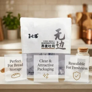 Laminated Smell-Proof Stand-Up Pouch with Clear Window and Moisture-Proof Plastic Food Storage Bag for Bread