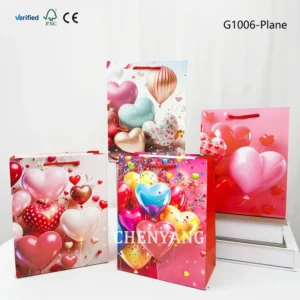 Laminated Square Shopping Bags with Handles and Ribbon, Foldable, CMYK Printed, for Cosmetics