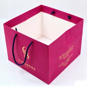 Large-Capacity Rope-Handle Wide-Bottom Folding Square Paper Bags for Restaurant Beverages and Beer, Custom Logo