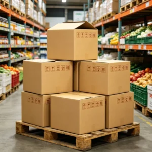 Large Reinforced Corrugated Rigid Shipping Box, Strong Cardboard Carton for Bulk Cargo Transit, Embossed