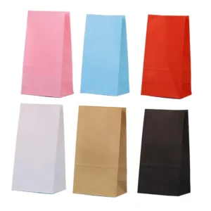 Large Size Greaseproof Recycled Kraft Paper Bag with Flat Handles and Lamination for Takeaway and Craft Use