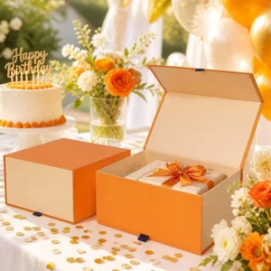 Large White Foldable Magnetic Rigid Gift Box for Food or Apparel, Custom Size, MOQ 10 Pieces