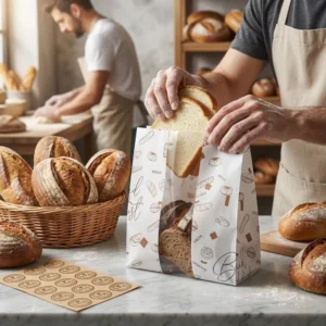 Large Windowed Kraft Paper Bread Bags with Homemade Bread Gift Stickers