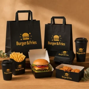 Leakproof Embossed Recyclable Food Packaging Boxes Custom Cardboard Food Grade Restaurant Food Delivery Takeaway Fast Food