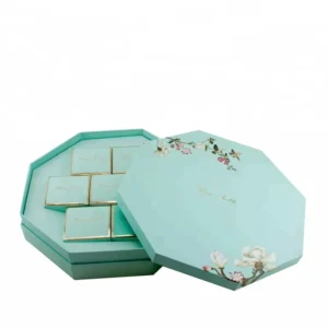Light Green Octagonal Mooncake Paper Gift Box