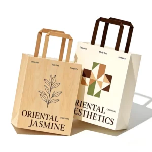 Lightweight Classic Kraft Paper Shopping Bag Neutral Tone Durable Greaseproof Eco Friendly Foldable Water Resistant Lamination