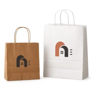 Long Handle Custom Print Paper Bags Catering Takeaway Food Wedding Gift Packaging for Event Retail