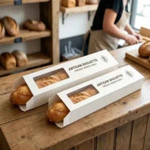 Long Kraft Paper Baguette Packaging Box for Bakeries and Bread Shops