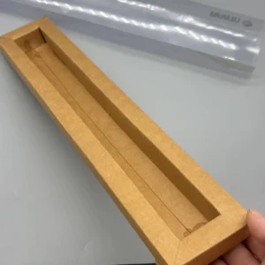 Long Kraft Paper Gift Box with Clear PVC Sleeve Rectangular Transparent Window Box for Pen Chopstick & Artwork Packaging