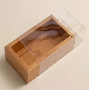 Long Rectangular Kraft Paper Gift Box with Clear PVC Window and Lid