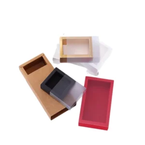 Long Window Kraft Paper Gift Box with PVC Window and Transparent Lid