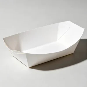 Low MOQ Disposable White Cardboard Greaseproof Open-Top Snack Tray for Small Business Retail Custom Logo