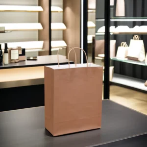 Luxury Boutique Shopping Kraft Paper Bag White and Brown with Logo Printed Handles for Gift Packaging and Promotions