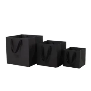 Luxury Custom Logo Printed Black Kraft Paper Bag Ecofriendly Matte Gift Shopping Boutique Packaging Twisted Food