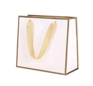 Luxury Custom Logo Shopping Paper Bag for Boutique Packaging Recycled Materials Hot Stamping Ribbon Custom Colors Candle Craft