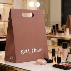 Luxury Die Cut Handles Design Shopping Packaging Custom Gift Make Up Beauty Durable Brown Reusable Shopping Paper Bags