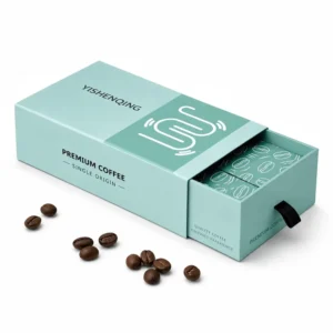 Luxury Eco Friendly Gold Foil Sliding Drawer Gift Box with Sponge Lining for Coffee Beans Snacks Holiday Food Packaging
