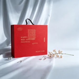Luxury Eco-Friendly Red Mid-Autumn Festival Moon Cake Gift Box with Handle Custom Paperboard Photo Frame Packaging