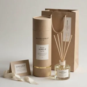Luxury Eco friendly Kraft Paper Cylinder Round Tube Box for Reed Diffuser Essential Oil Fragrance Packaging Custom Logo