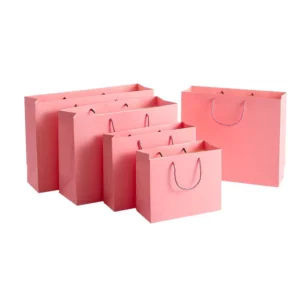 Luxury Gift Custom Printed Pink Shopping Paper Bag With Your Own Logo