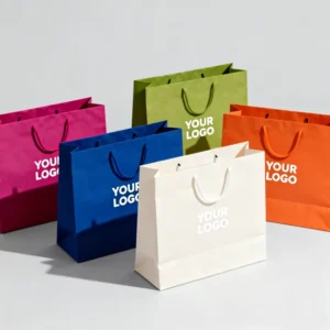 Luxury Gift Paper Shopping Bag Black Cardboard Tote Bags with Custom Logos for Clothing and Shoes