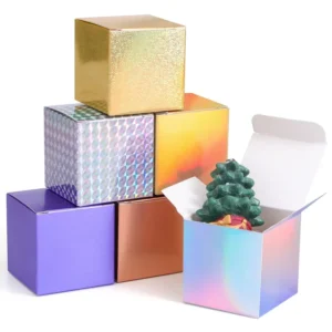 Luxury Holographic Glitter Square Rigid Paper Gift Box for Candle and Jewelry Christmas Gifts, Custom Printing, 50 PCS, Eco-Friendly