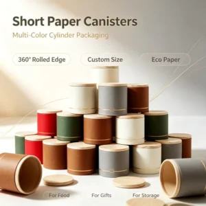 Luxury Kraft Paper Tube Canister with Gold Foil Stamping for Premium Gift Packaging Box