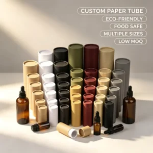 Luxury Kraft Paper Tube Canister with Gold Foil Stamping for Premium Gift Packaging Box