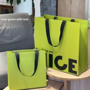 Luxury Large White Cardboard Gravure Printed Paper Shopping Bags Gift Bag Ribbon Handles for Children’s Clothing Shoes Fur