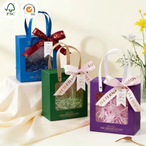 Luxury Magnetic Closure White Paper Gift Bags Ribbon Lamination Digital Weddings Bridal Showers Baby Showers Birthday