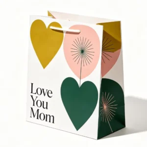 Luxury Matte White Card Paper Tote Bag Custom Emboss Foil Mother’s Day Carry Bag Recyclable White Gift Bag