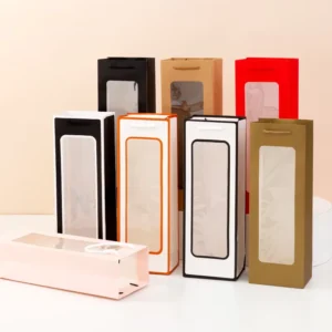 Luxury PVC Window Wine Bags with Silk Screen Printing for Candle & Craft Packaging Recyclable Gift Bags