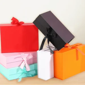 Luxury Paper Gift Boxes with Custom Logo, Ribbon, Magnetic Closure, and Folding Surprise Box
