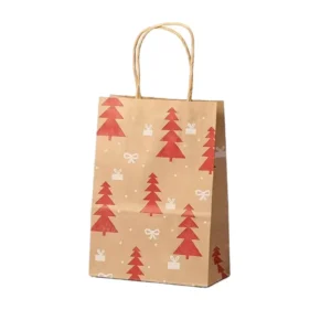 Luxury Recyclable Christmas Kraft Paper Bag for Liquid Custom Logo Print for Brand Promotion Supermarket Shopping Gift Packaging