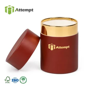 Luxury Red Eco Friendly Cosmetic Paper Tube Gold Foil Logo Custom Printed Cylinder Boxes for Essential Oil Mascara Wigs Perfume