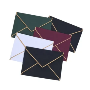 Luxury Wedding Invitation Envelopes for Business Cards Gift Cards V Flap Gold Foil Trim Coated Paper Assorted Colors