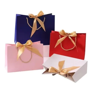 MU Gift Paper Bag Cardboard Paper Bag Bowknot Clothes Garment Gift Shopping Shoe Box Paper Bag