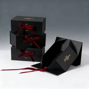 Magnetic Closure Foldable Heavy-Duty Rigid Paper Box with Recycled Materials, UV Logo, Cosmetics Gift Packaging