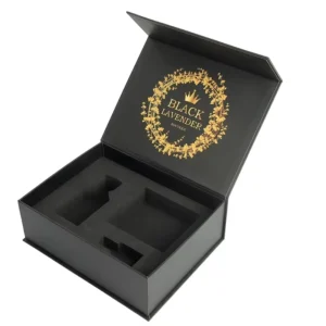 Magnetic Closure Rigid Paperboard Cosmetic Storage Box with UV Coating, Recyclable Customizable Shape and Ribbon Accessories
