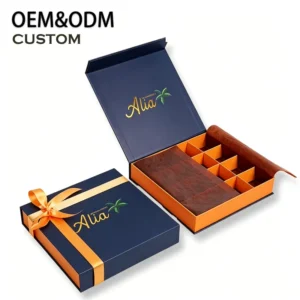 Magnetic Flip Gift Box with Ribbon Closure, Rigid Paper, Tracing Paper Insert