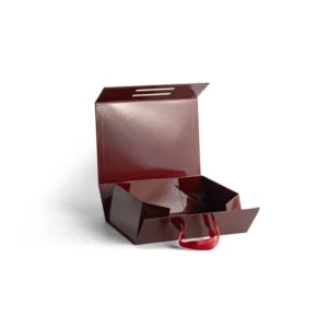 Magnetic Folding Gift Box with Custom Logo, Rigid Paper Packaging, Ribbon Handle for Wedding, Jewelry, and Cosmetics