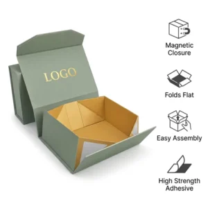 Magnetic Folding Gift Box with Custom Logo, Rigid Paper Packaging for Gift Sets